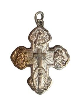 Silver-Tone Religious Cross Pendant Necklace - Devotional Detail